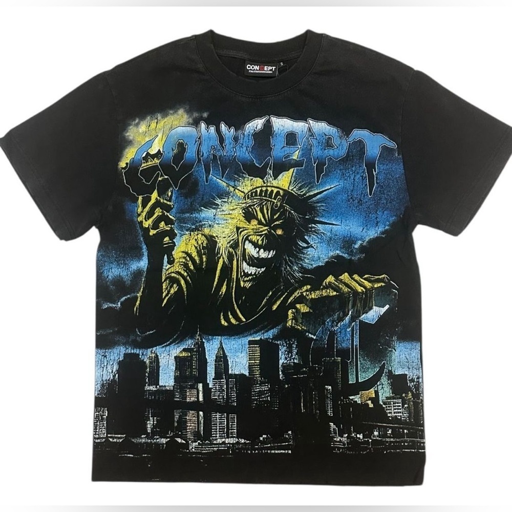 Sz various Concept Graphic T-Shirt with Blue and Yellow Design